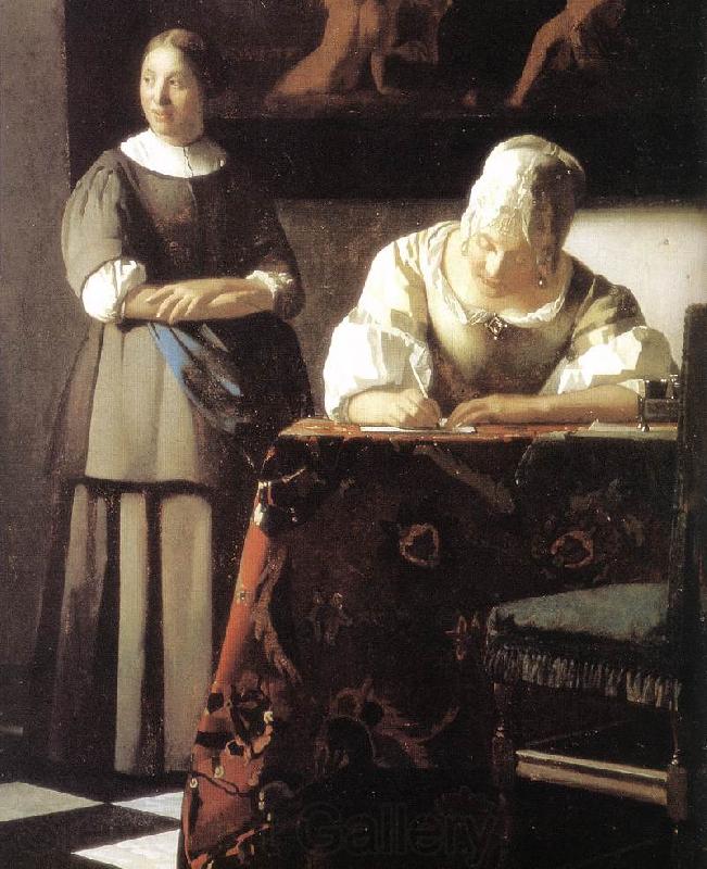 VERMEER VAN DELFT, Jan Lady Writing a Letter with Her Maid (detail)  ert Germany oil painting art